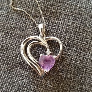 Silver and amethyst necklace with chain